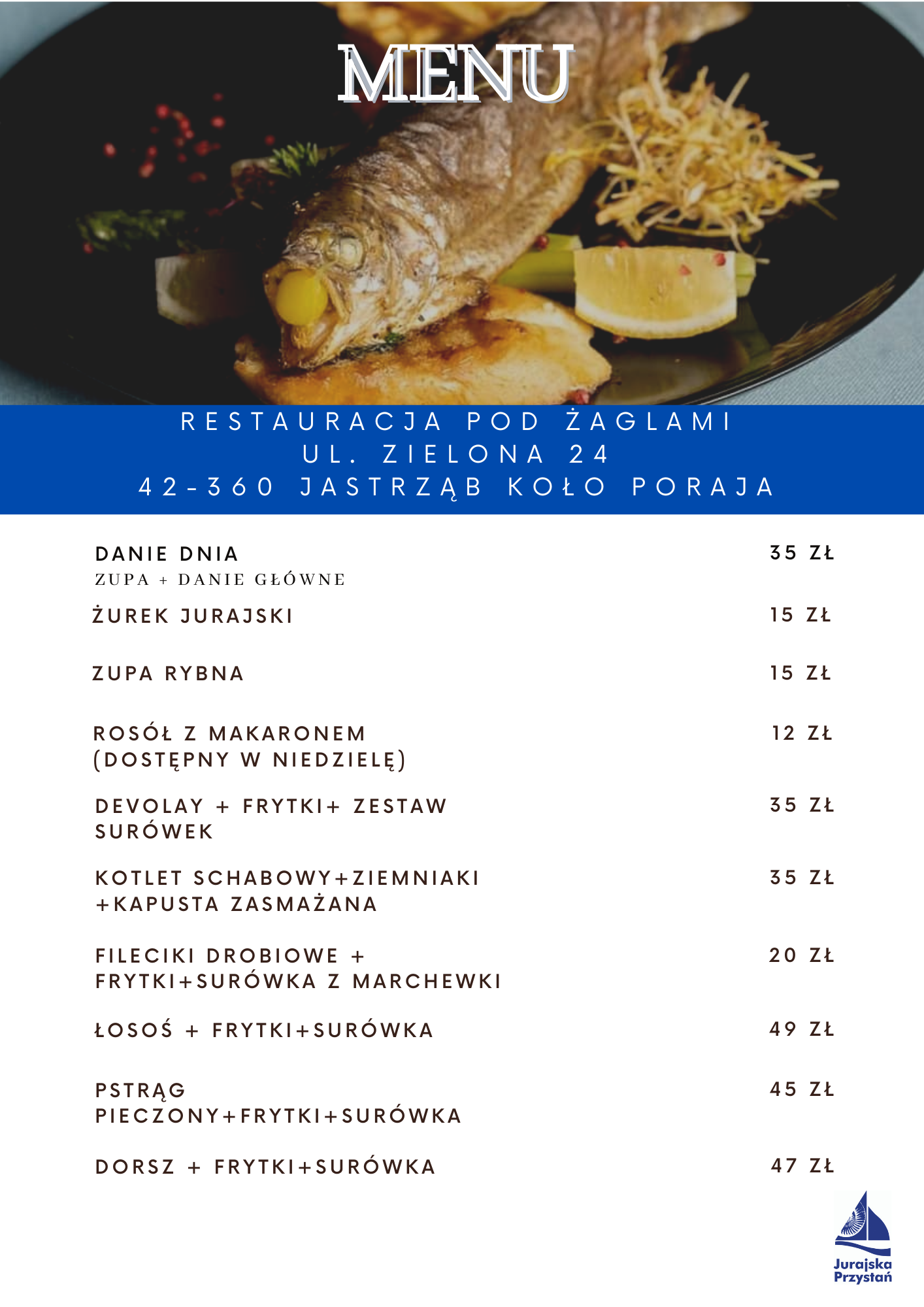 Menu Restauracja JP 2026